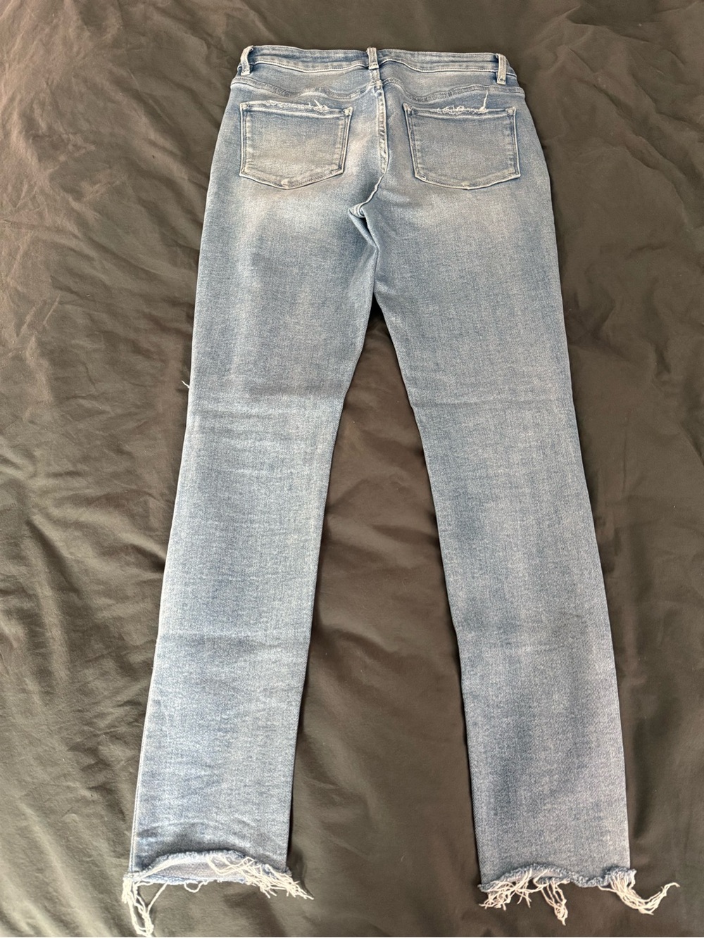 Women's Light Blue Skinny Distressed Jeans with Frayed Hem - Picture 2 of 4